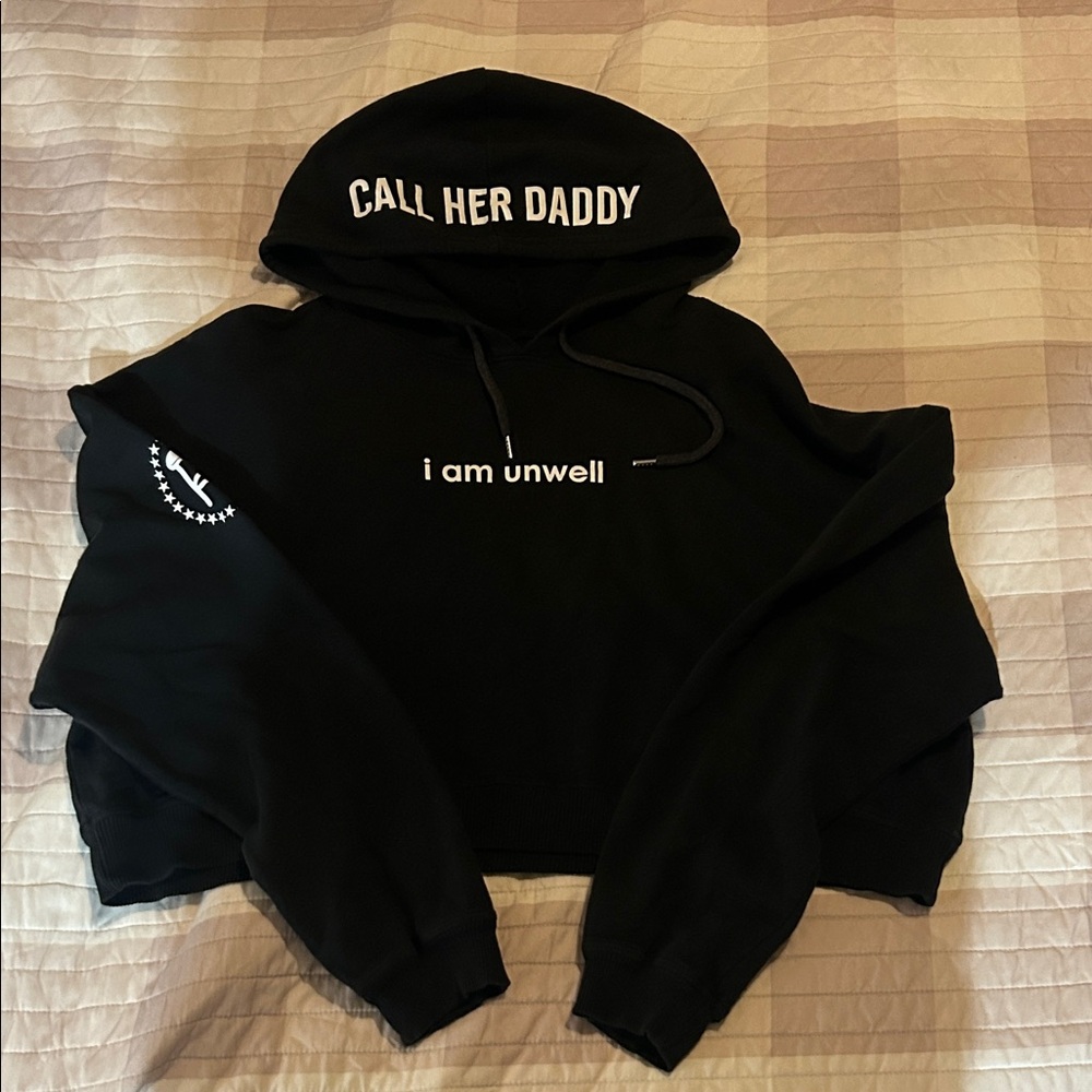 Call Her Daddy Black Crop Top Hoodie